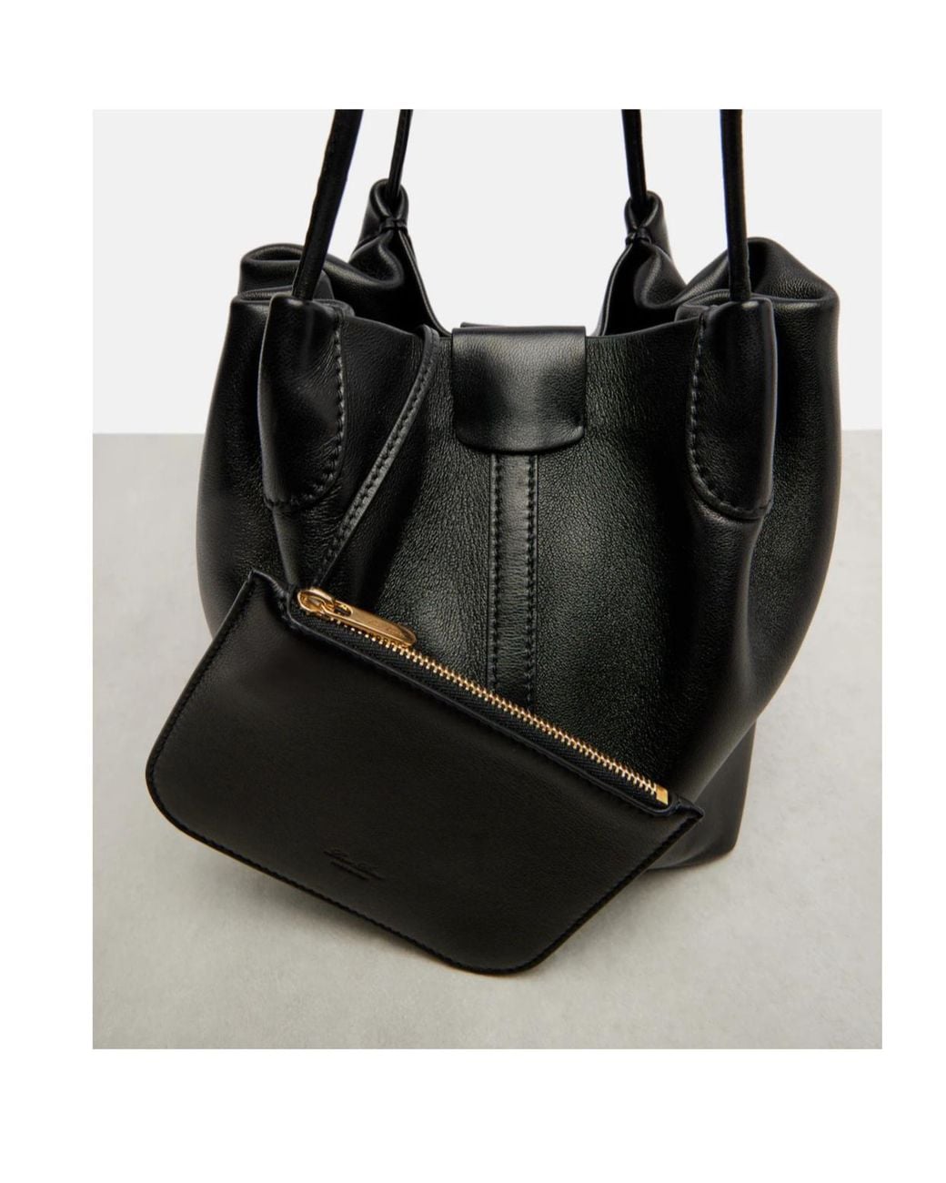 Loro Piana Black Gathered Shoulder Bag