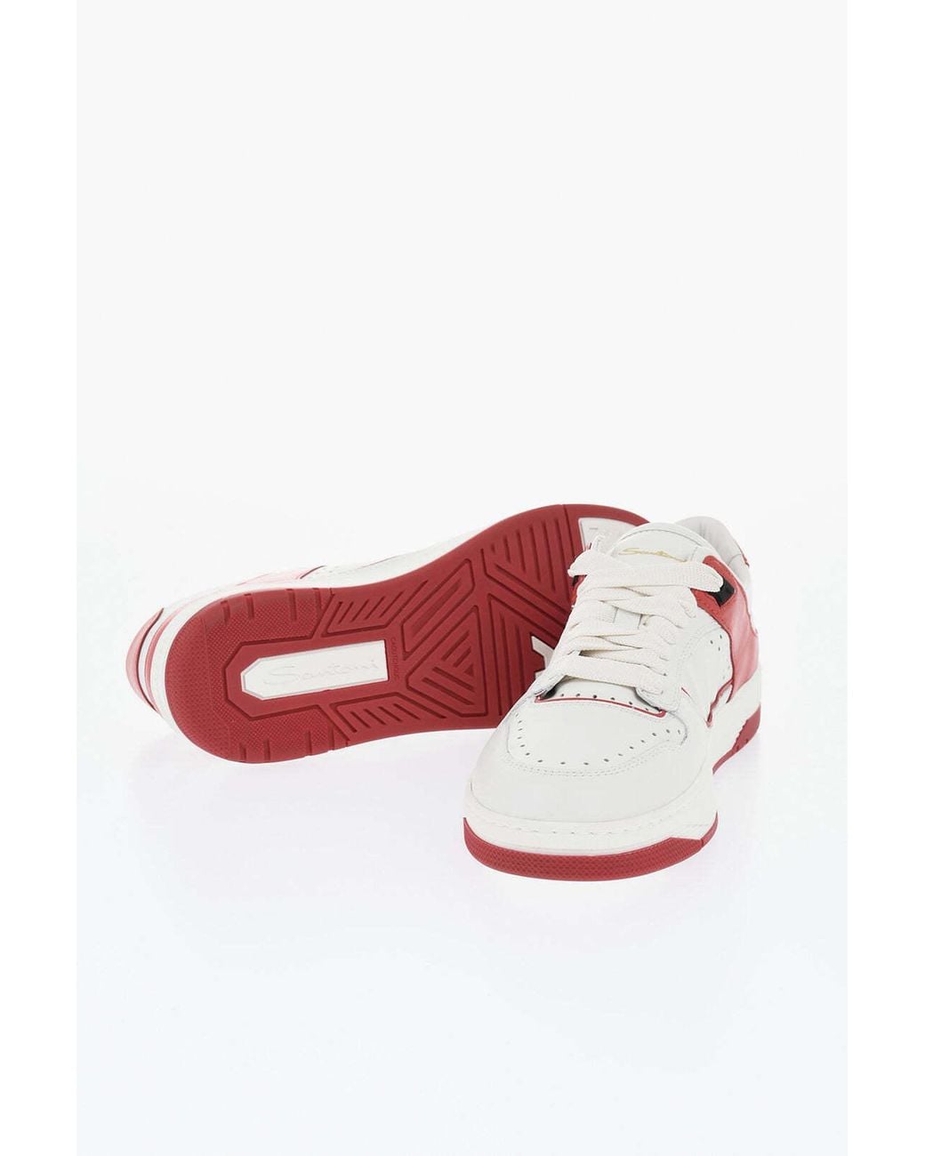 Santoni White Air Panelled Leather Sneakers for men