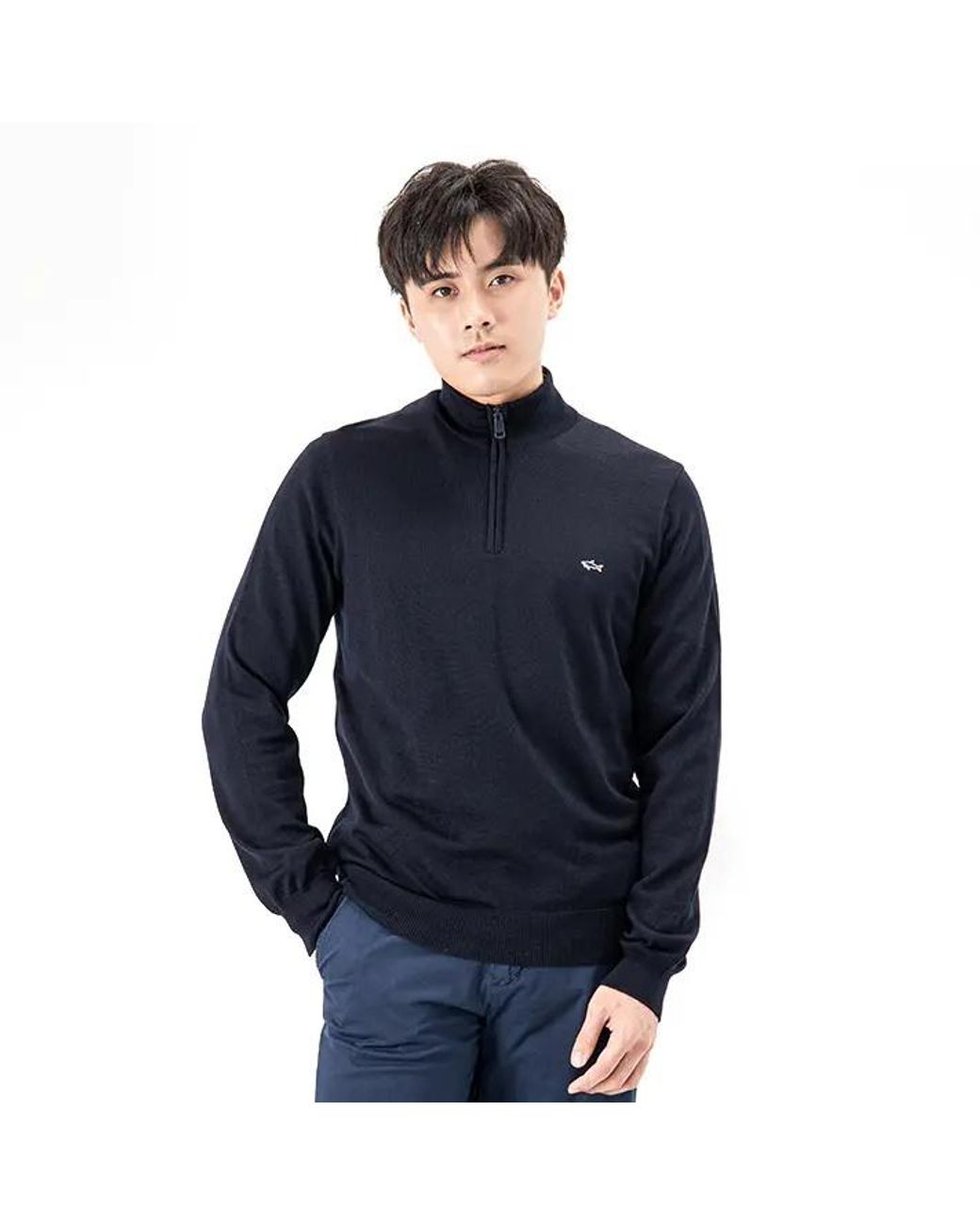 Paul & Shark Blue Zipper Detail Pullover for men