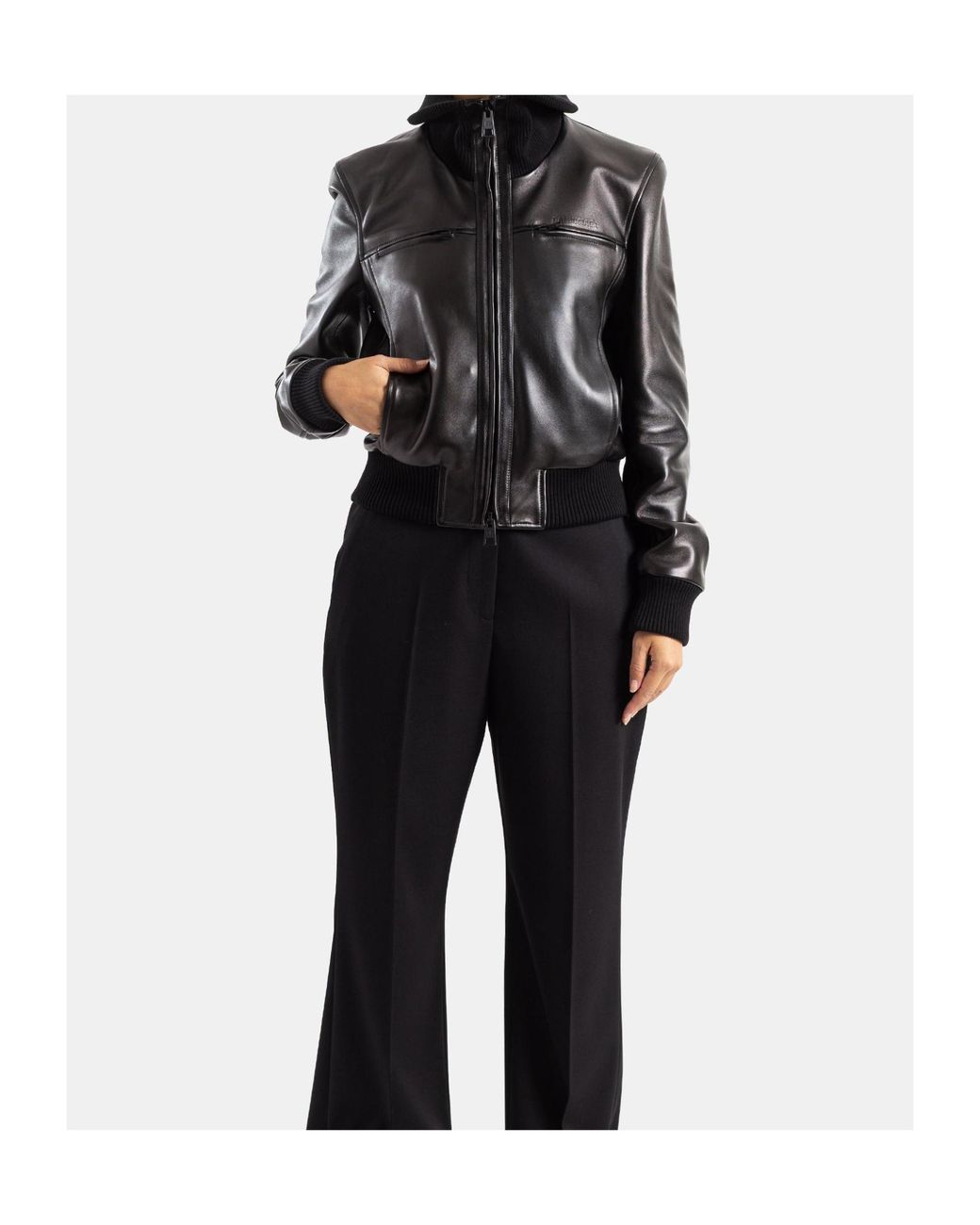 Balenciaga Black Ribbed-Trim Zip-Up Jacket