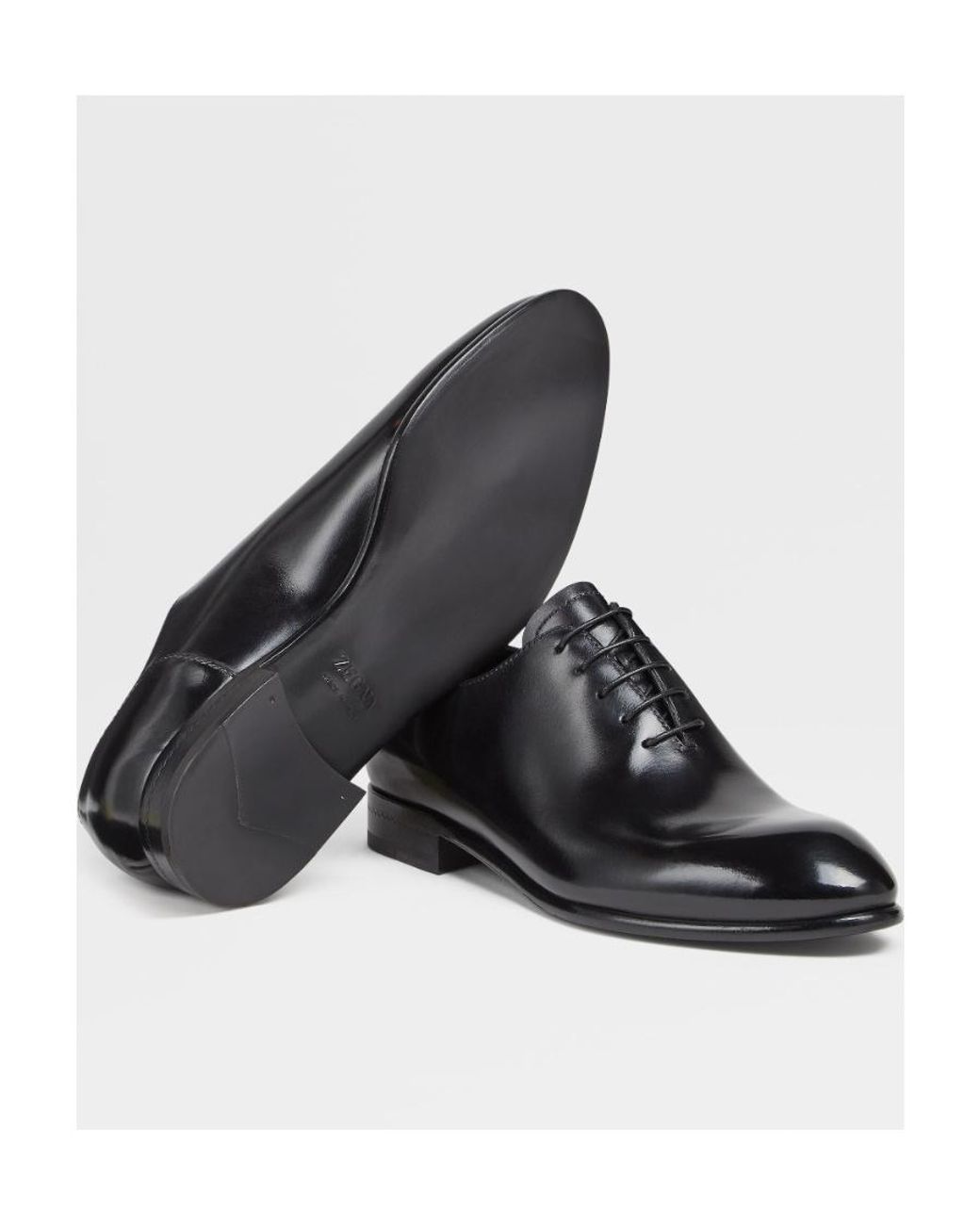 Zegna Black Vienna Evening Wholecut Oxford Shoes for men
