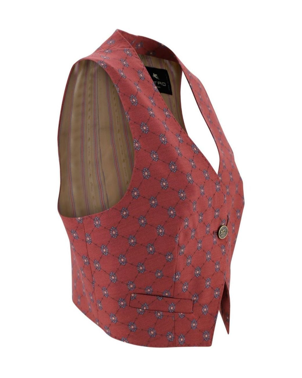 Etro Red Wool-Blend Waistcoat