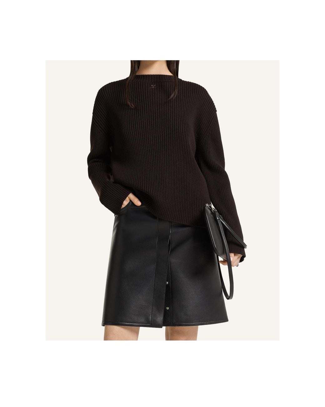 Courreges Black Ribbed-Knit Merino Sweater