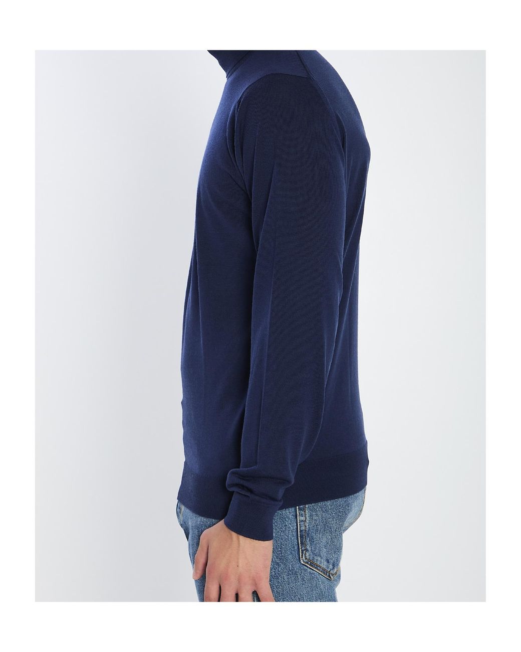 John Smedley Blue Cherwell Turtleneck Sweater for men