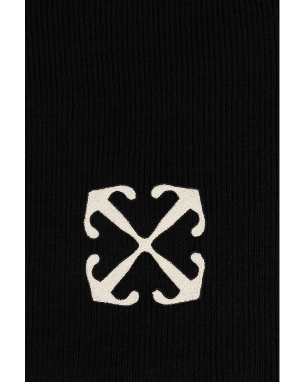 Off-White c/o Virgil Abloh Black Arrow Embroidered Fringed Scarf for men
