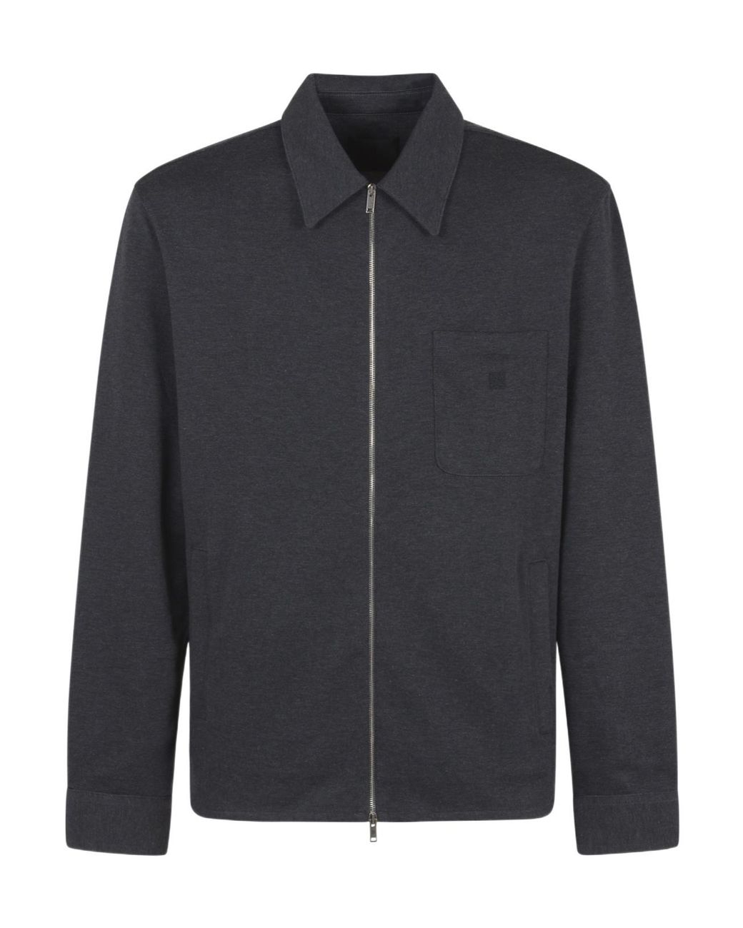 Givenchy Blue Zip-Up Long-Sleeved Shirt for men
