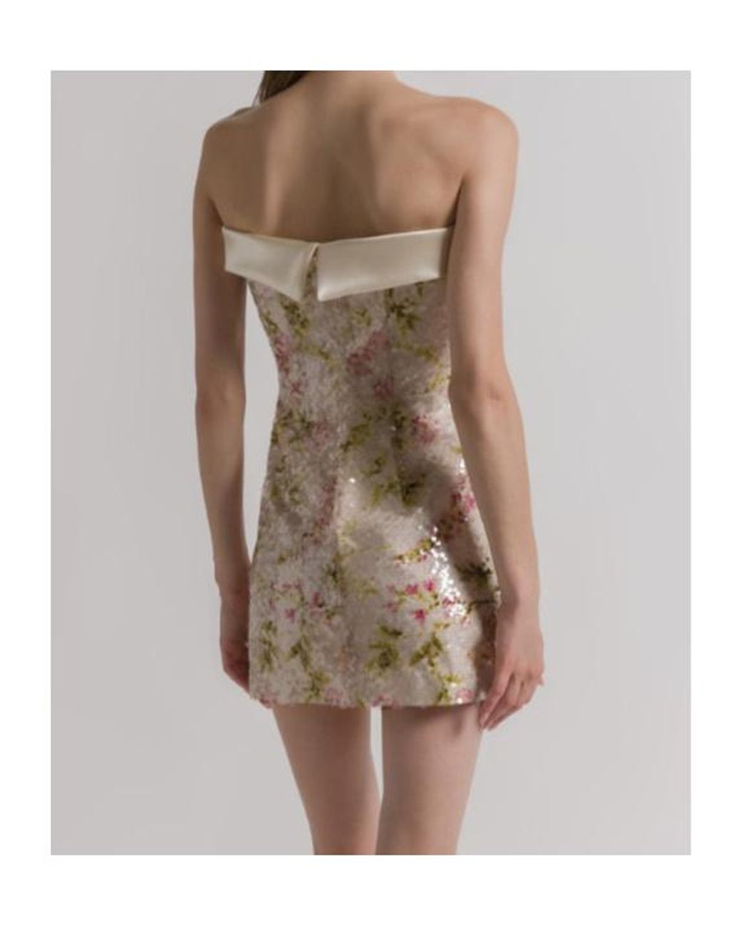 Alberta Ferretti Natural Printed Sequin-Embellished Strapless Mini Dress