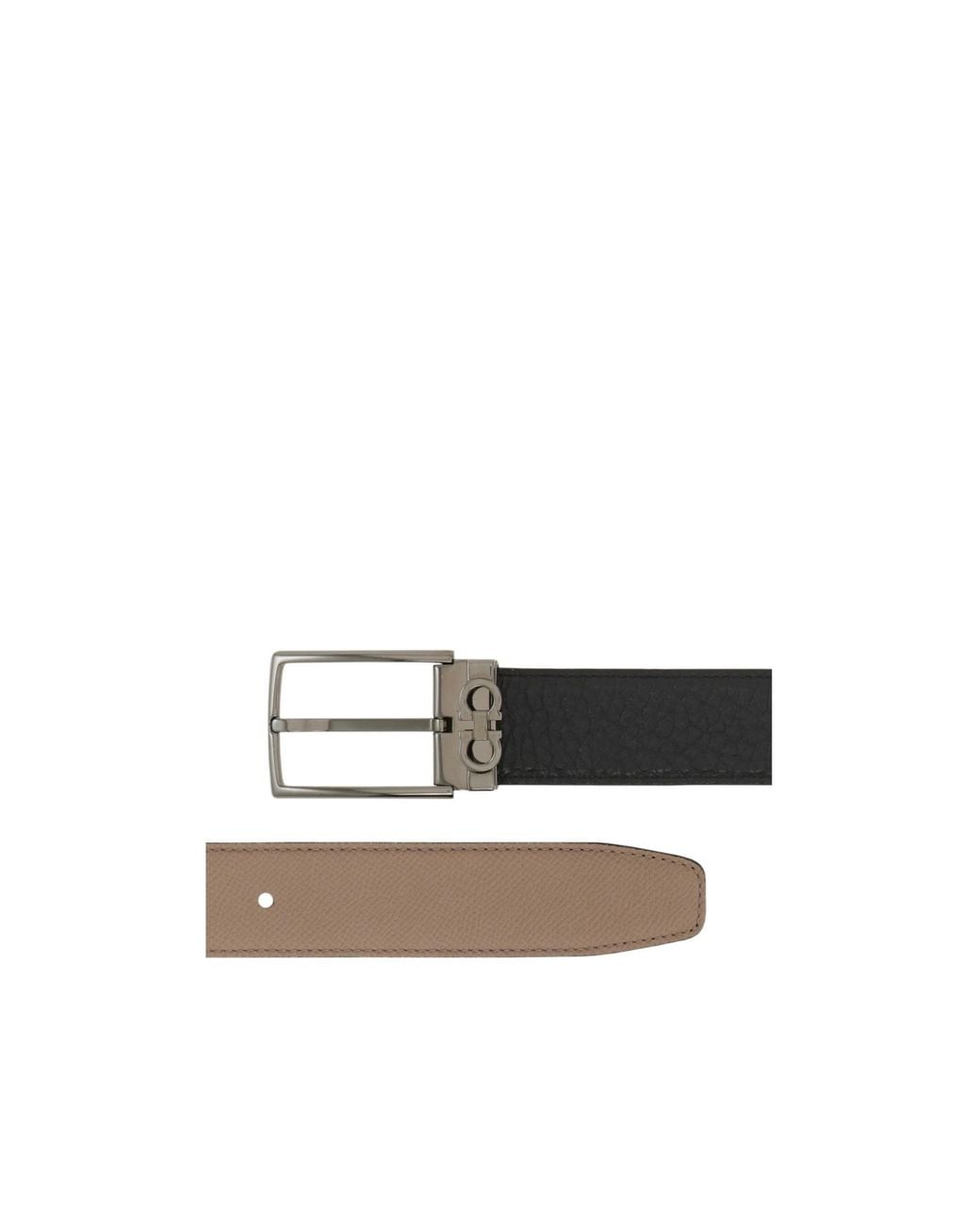 Ferragamo White Reversible And Adjustable Belt With Rectangular Buckle for men