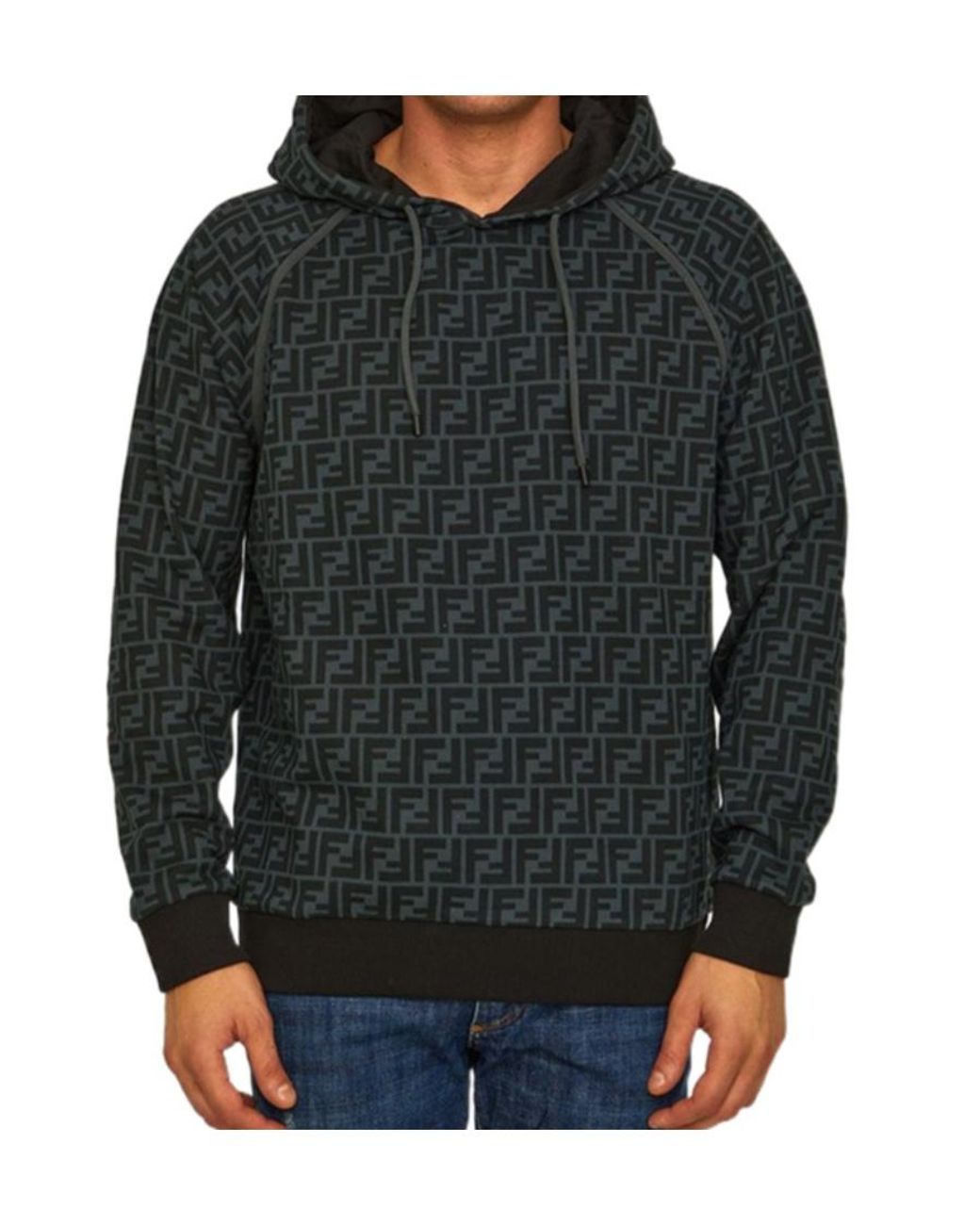 Fendi Blue Ff Logo Hooded Sweatshirt for men