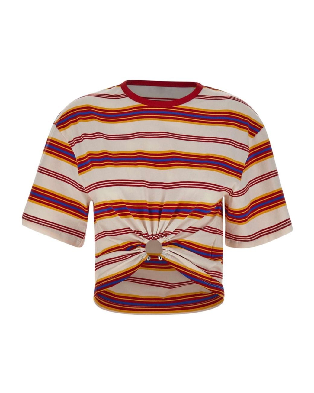 Rabanne Red Rabanne Ruched Ring Cropped T-Shirt