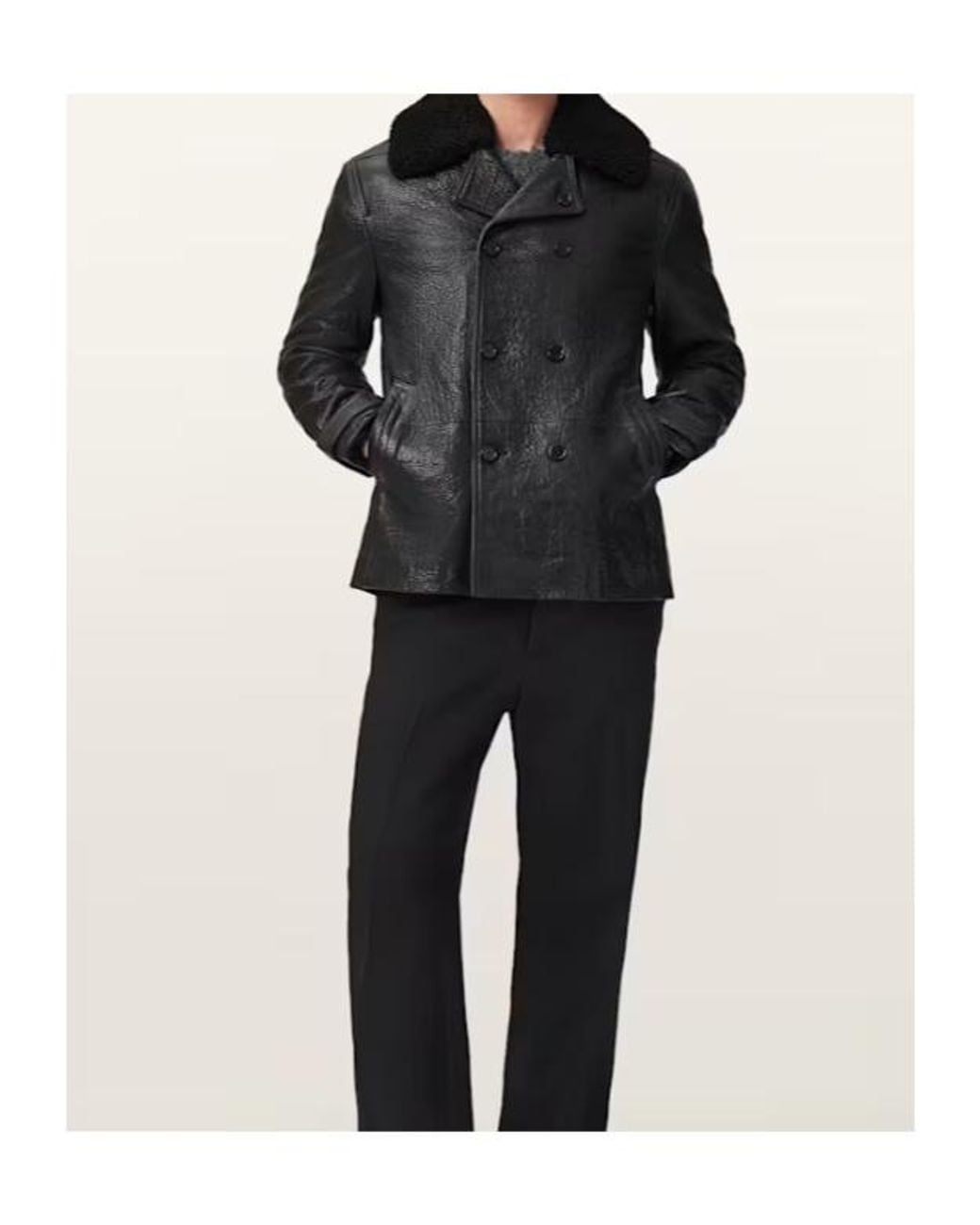 AllSaints Black Hamlet Leather Jacket for men