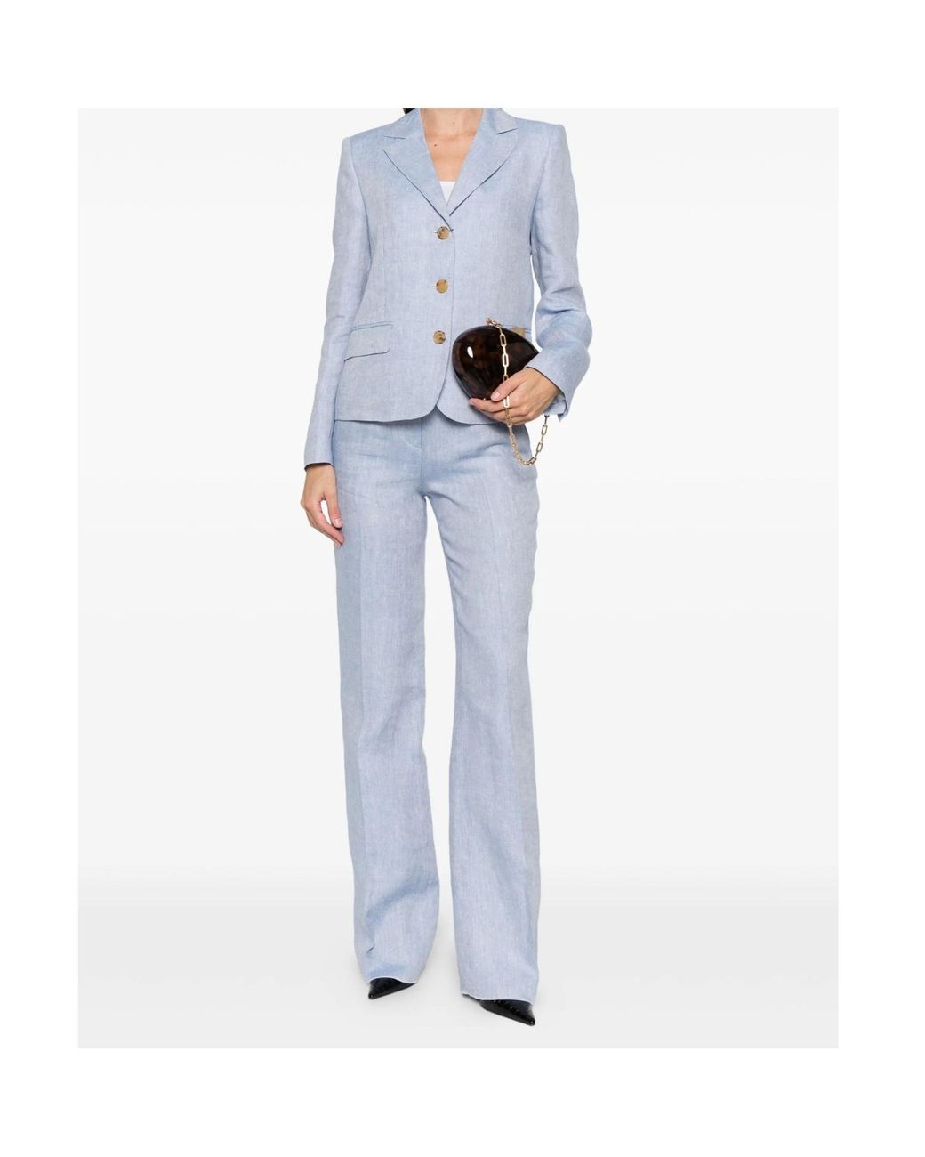 Etro Blue Two Side Pockets Linen Tailored Trousers