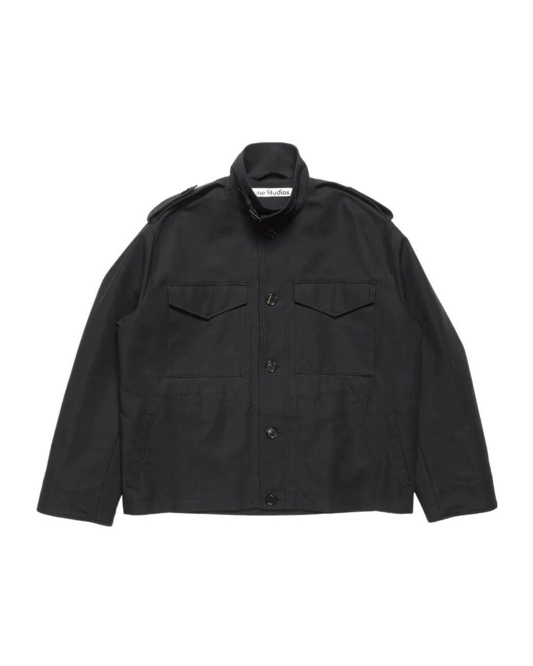 Acne Black Cotton Satin Blouson Jacket for men