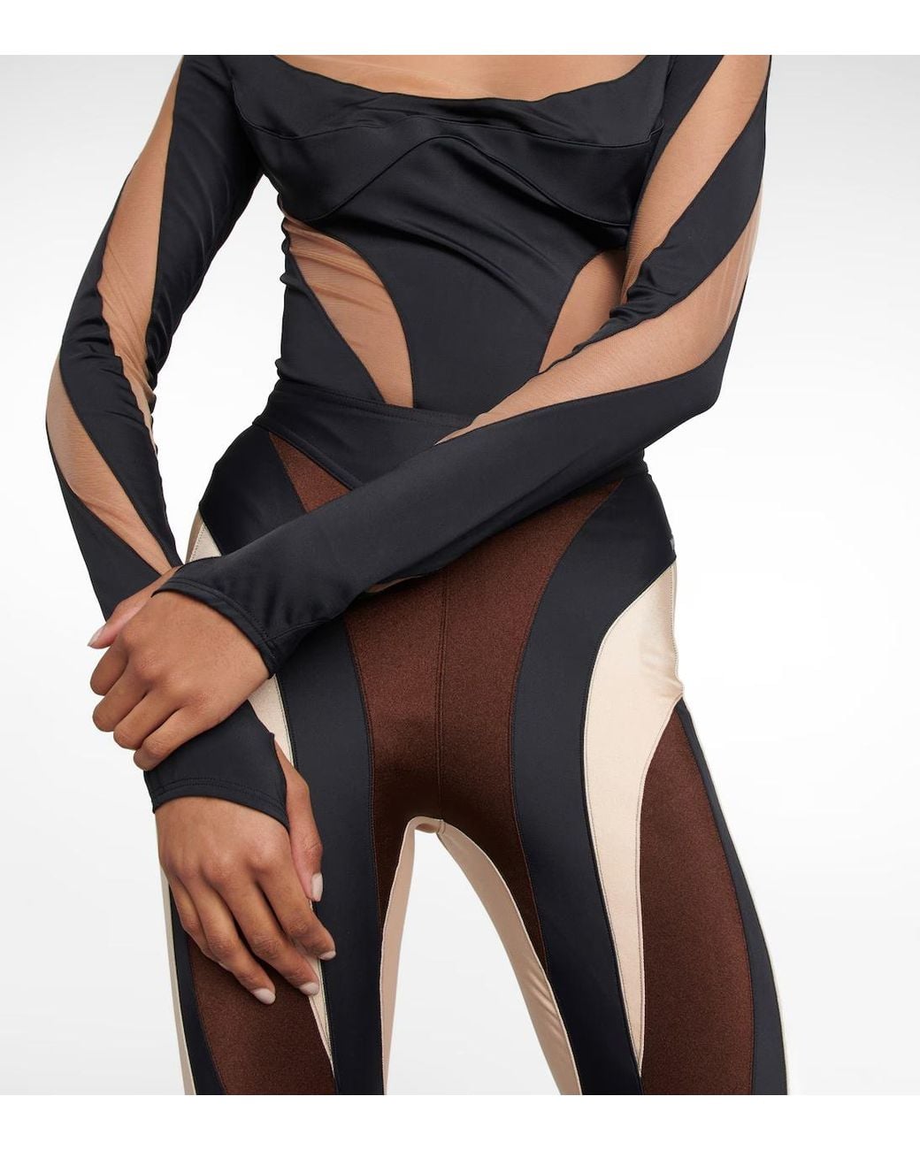 Mugler Black Sewn Long-Sleeve Jumpsuit