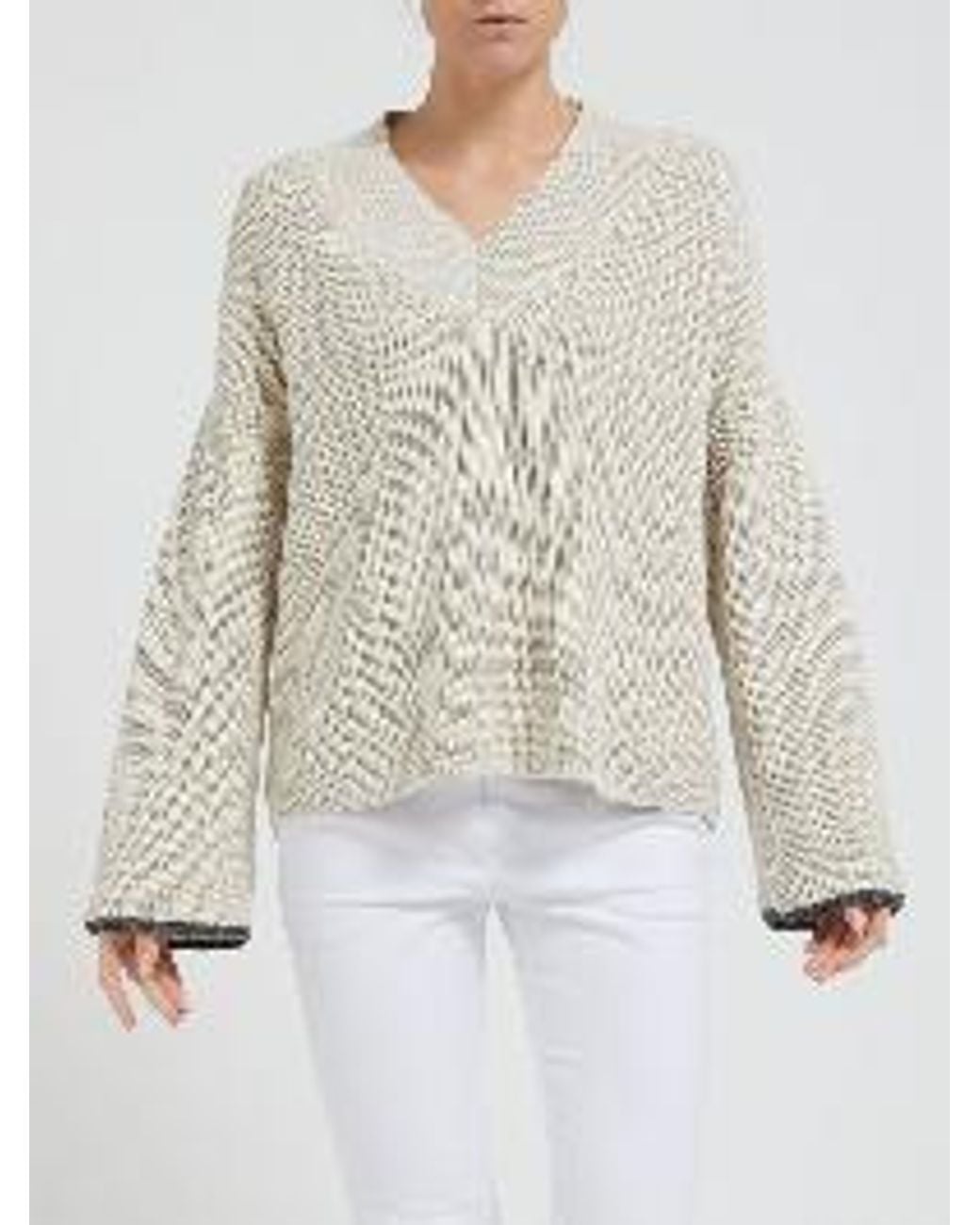 Brunello Cucinelli White Monili Chain Detailed Knitted Jumper