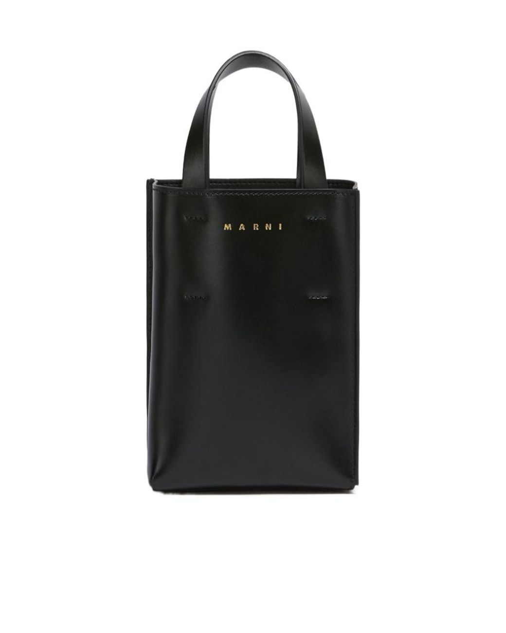 Marni Black Logo Printed Top Handle Bag