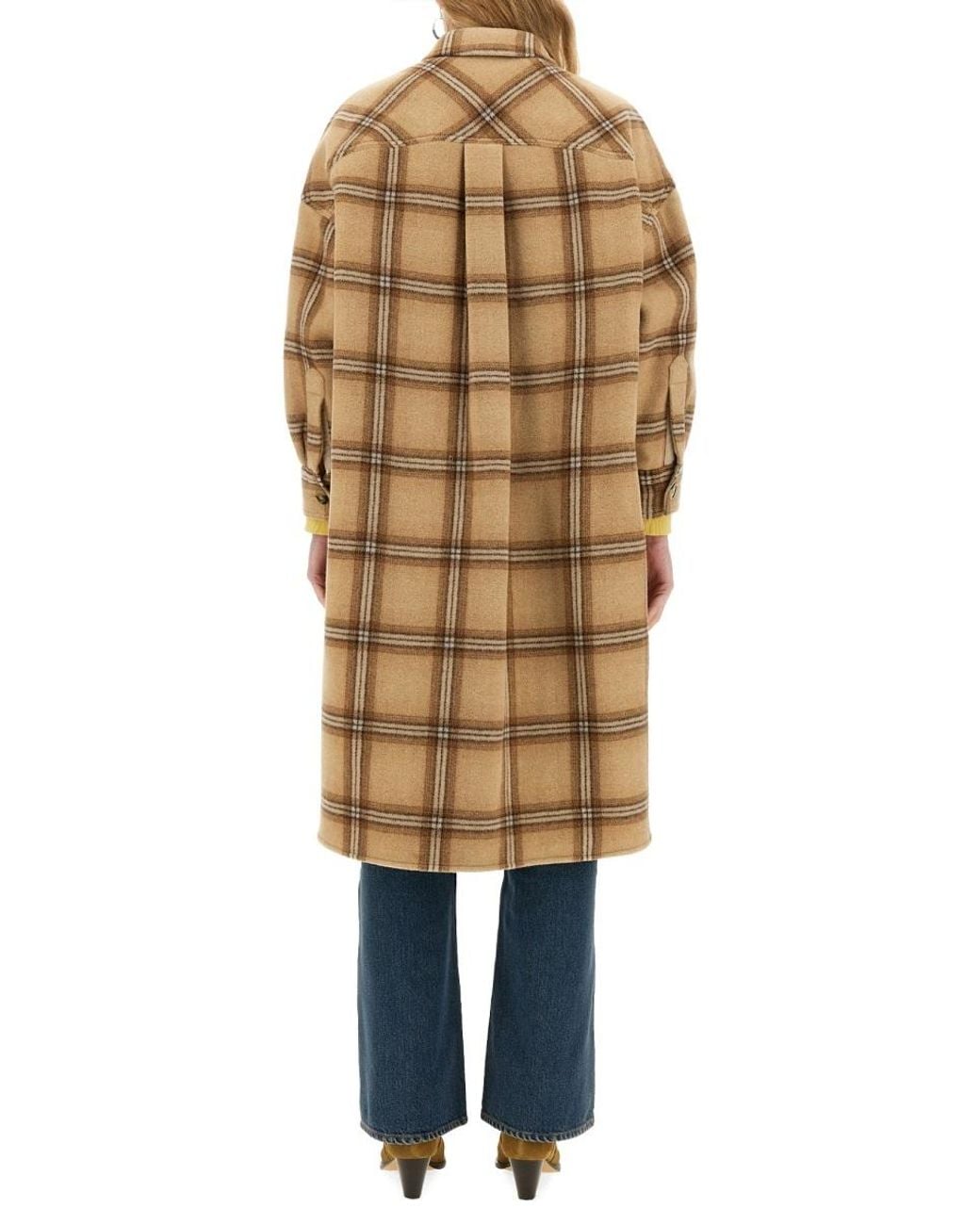 Isabel Marant Natural Fontizia Checked Wool Coat