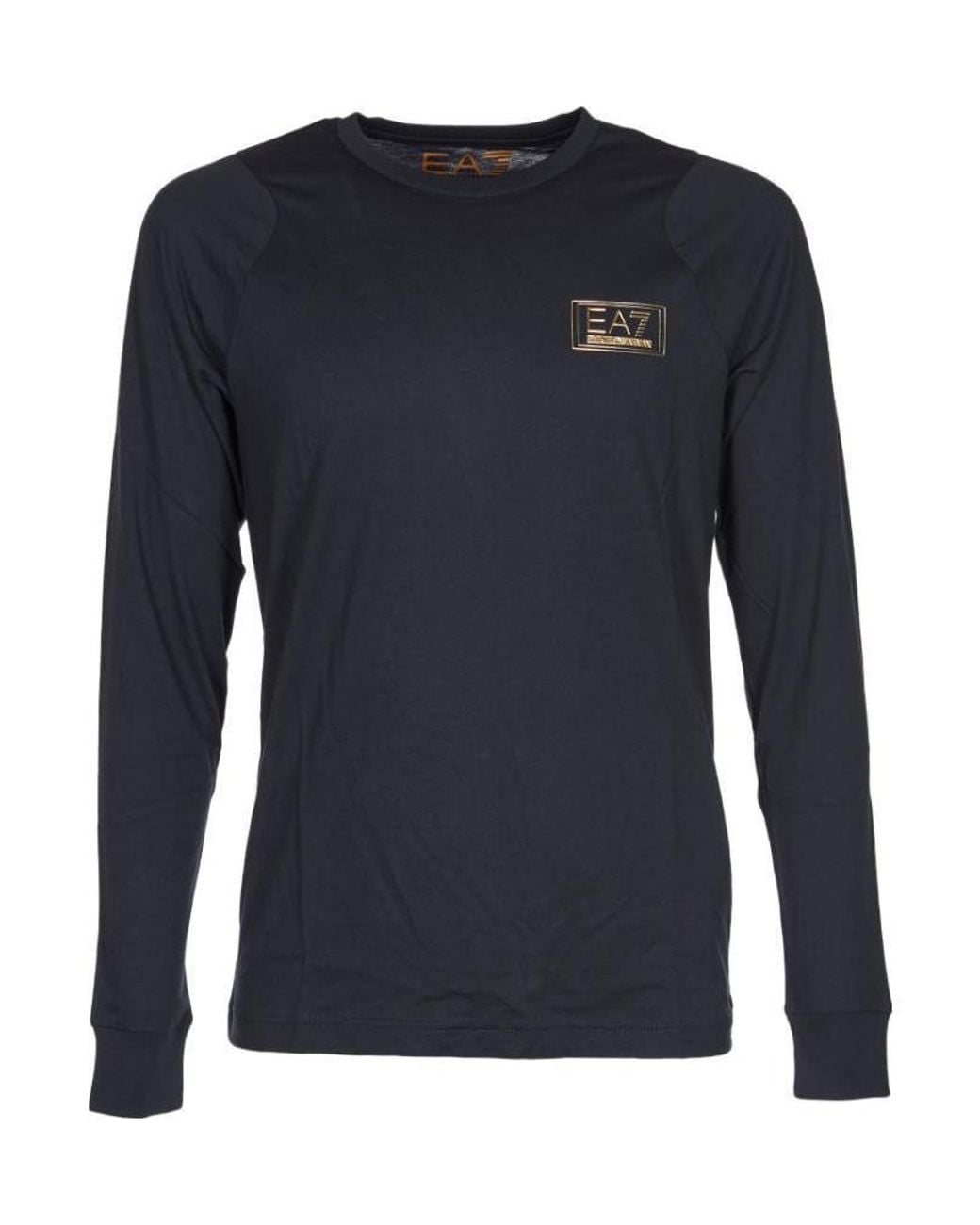 EA7 Blue Logo Embroidered T-Shirt for men