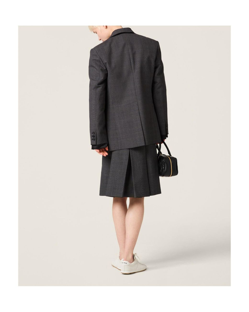 Miu Miu Black Single-Breasted Prince Of Wales Checked Jacket