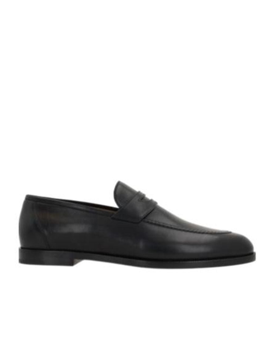 Loro Piana Black Sergio Round Toe Loafers
