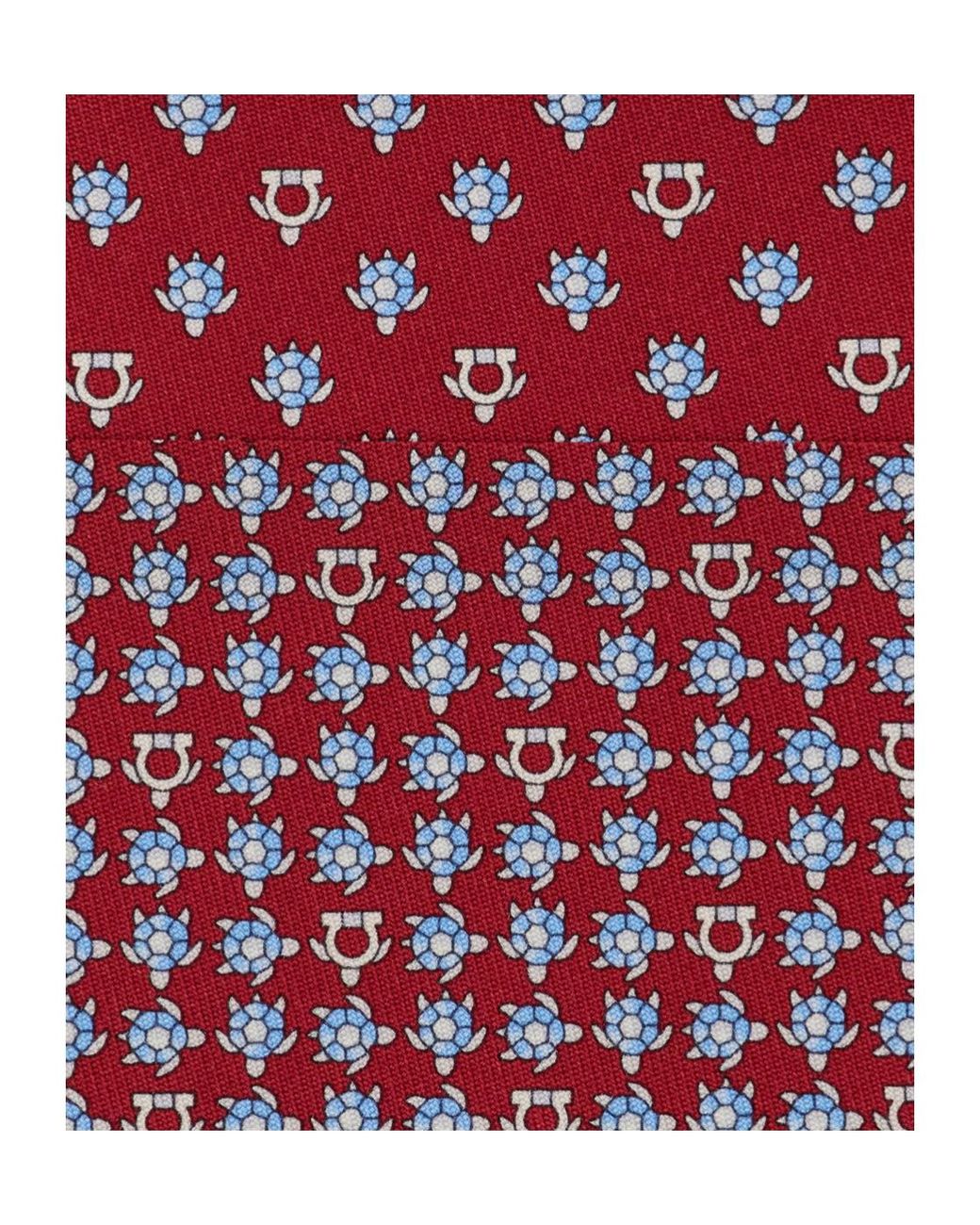 Ferragamo Red Ferragamo Turtles Printed Tie for men