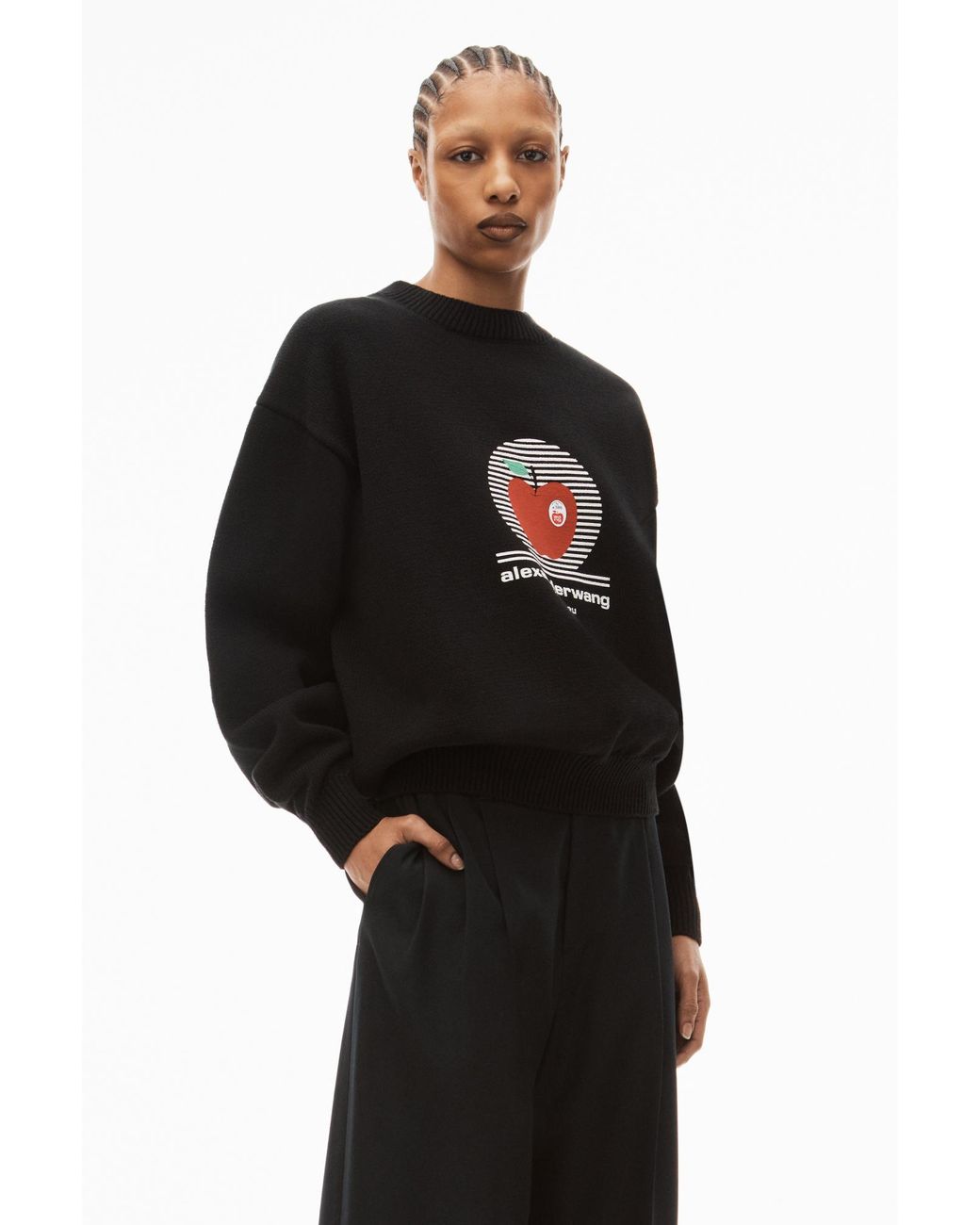 Alexander Wang Black Logo Printed Crewneck Jumper
