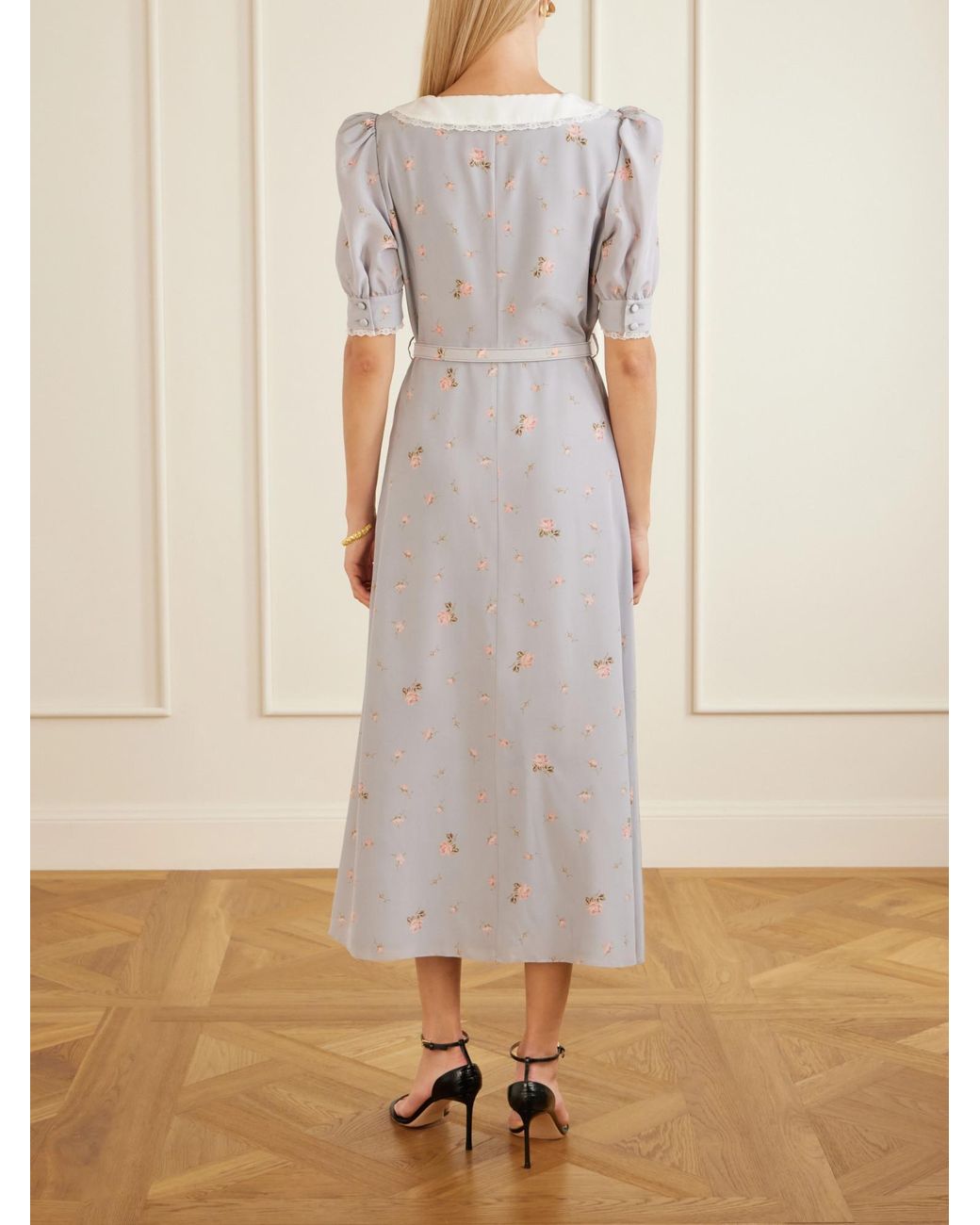 Alessandra Rich Gray Chine Midi Dress