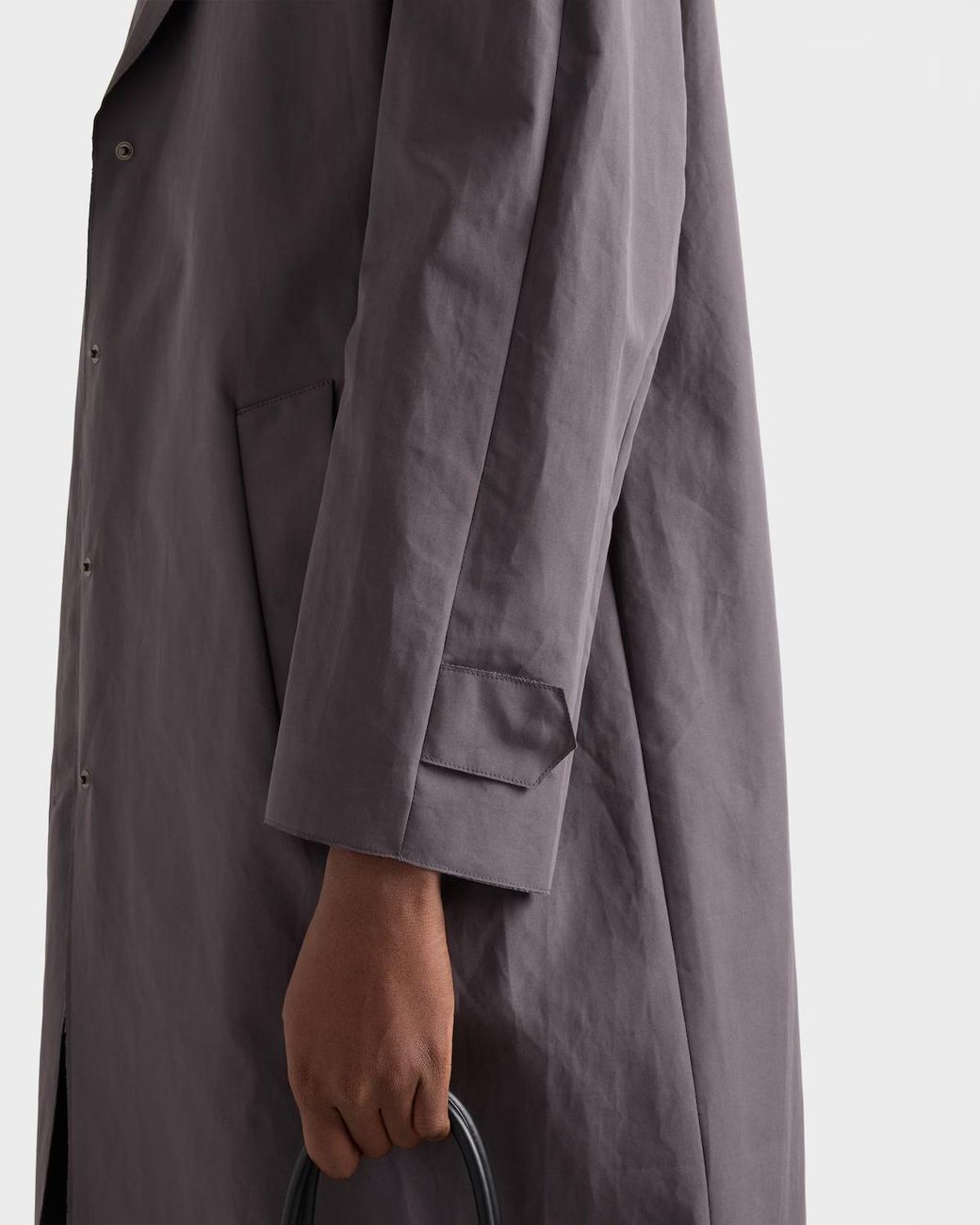 Prada Gray Single-Breasted Double Poplin Coat