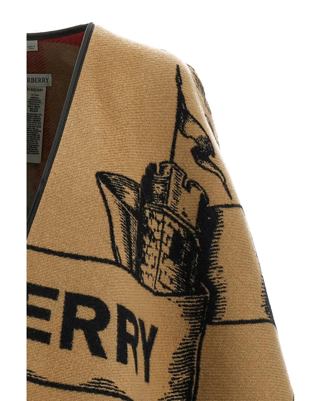 Burberry Multicolor Equestrian Knight Fringed-Edge Cape