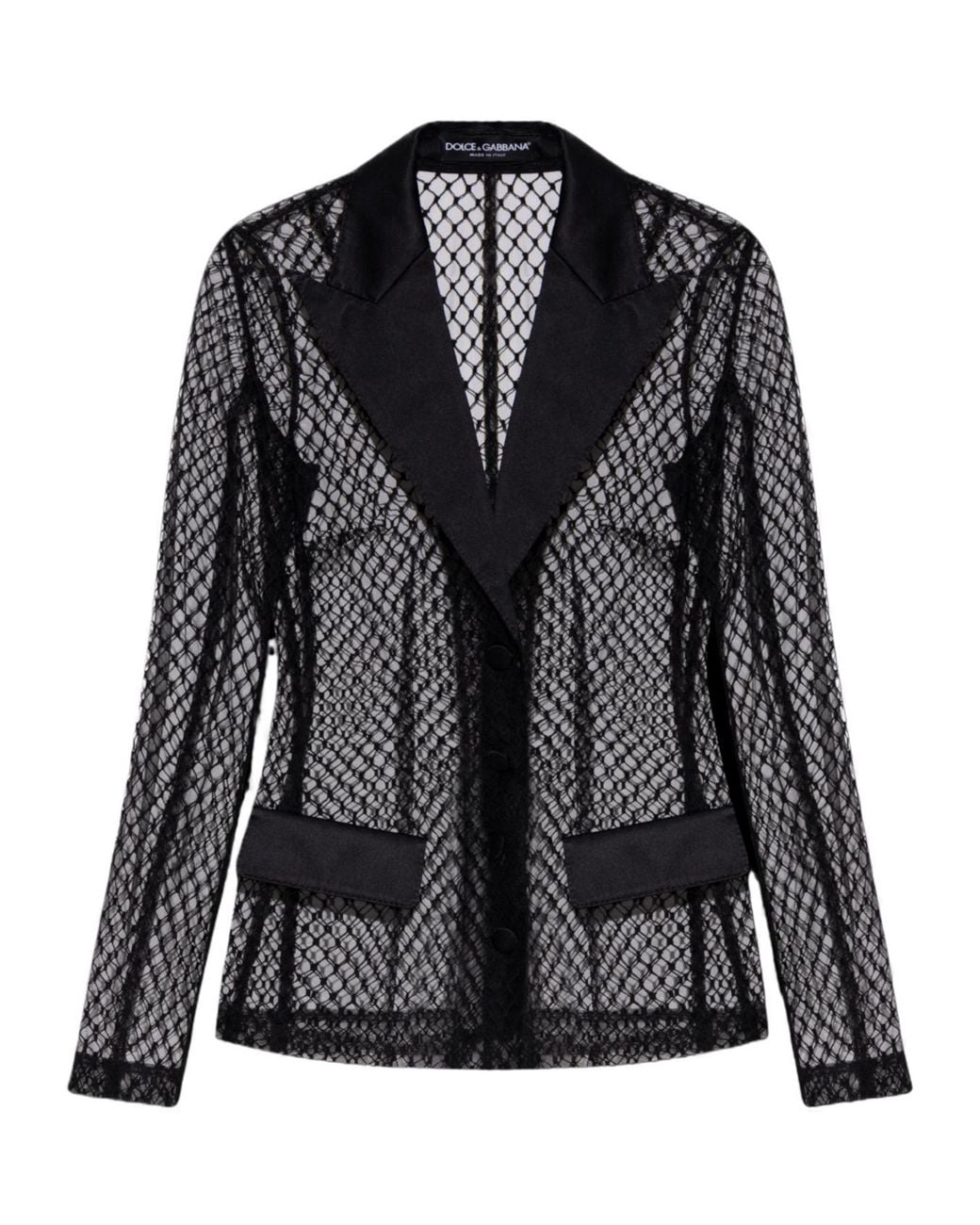 Dolce & Gabbana Black Single-Breasted Mesh Tuxedo Jacket