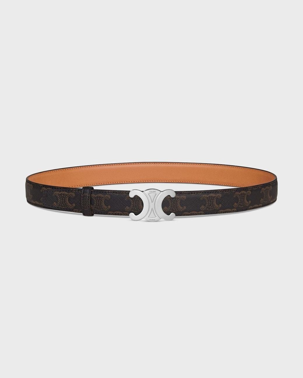 Céline White Triumphal Brand Belt Buckles And Reversible Leather Belts