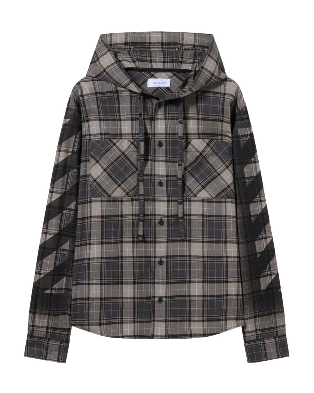 Off-White c/o Virgil Abloh Black Spray Diagonal Hooded Shirt for men