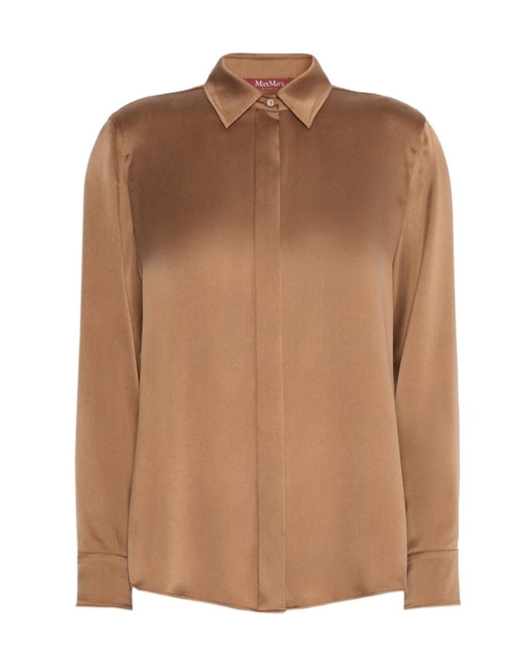 Max Mara Brown Studio Mannish Satin Shirt