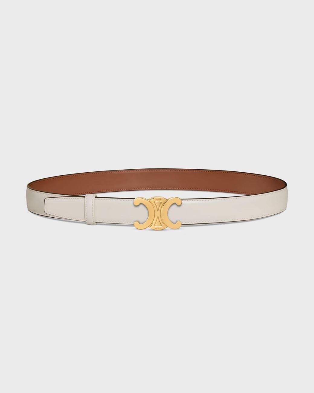 Céline White Triomphe Buckle Reversible Strap 25Mm