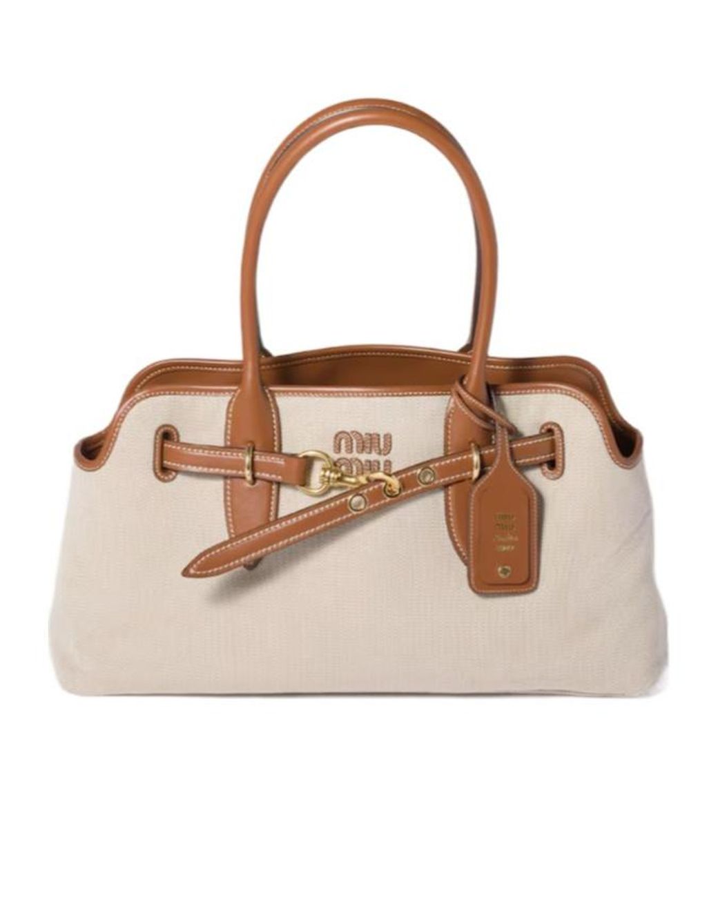 Miu Miu Brown Aventure Logo-Detailed Shoulder Bag