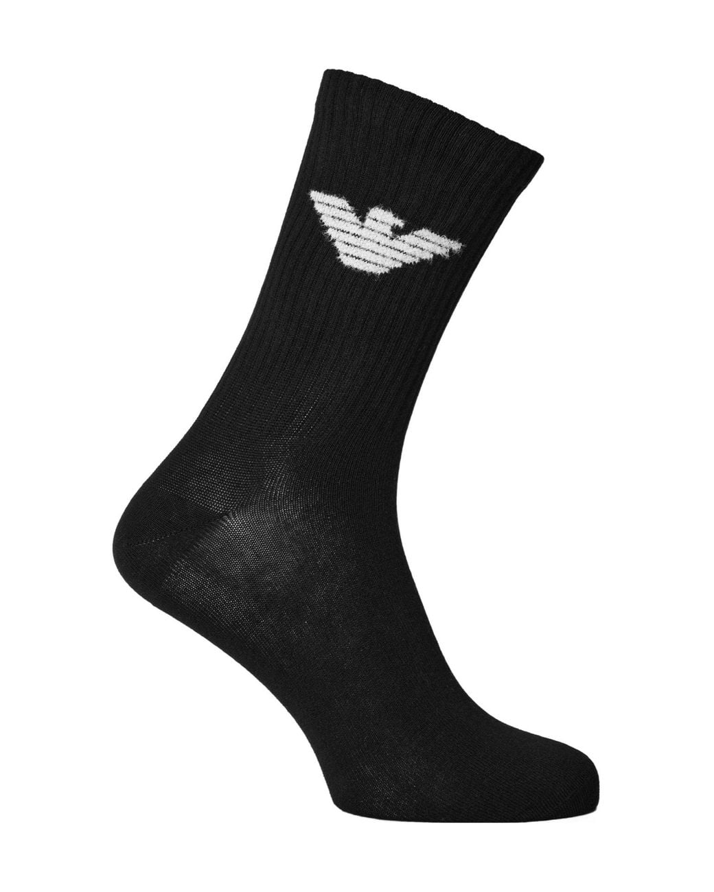 Emporio Armani Black Emblemjacquard Crew Socks for men