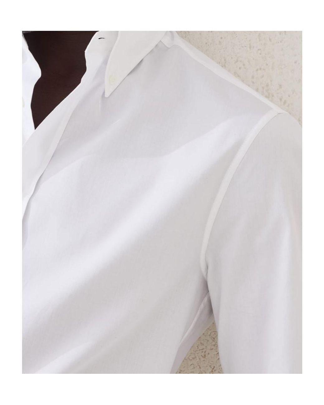 Brunello Cucinelli White Twill Slim Fit Shirt for men