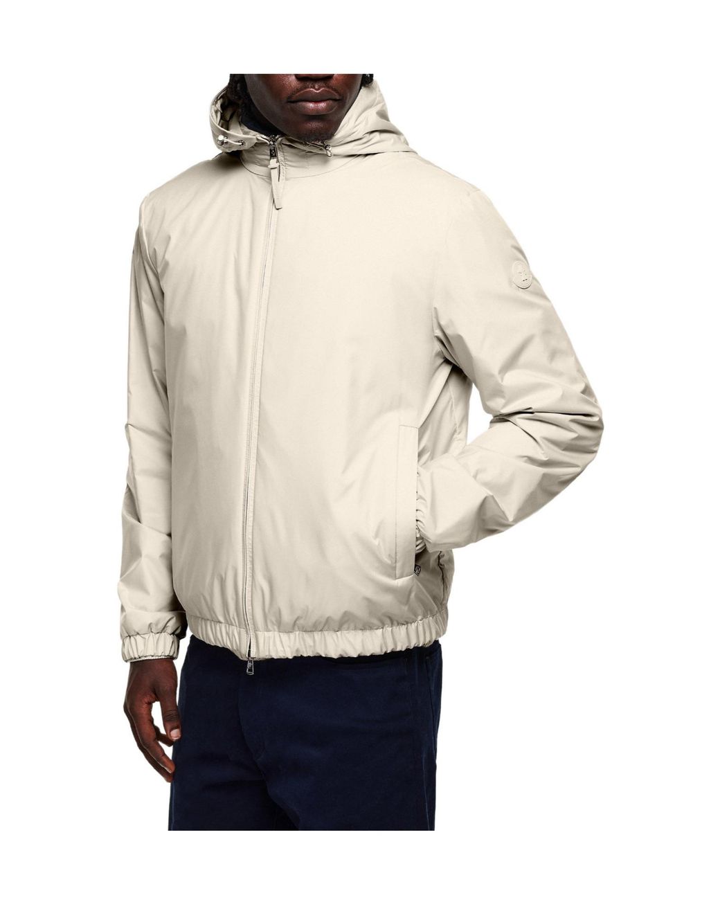 Moncler White Hooded Windproof Jacket for men