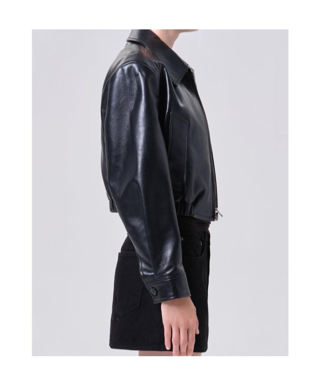 Agolde Black Nahla Cropped Jacket (Recycled Leather)