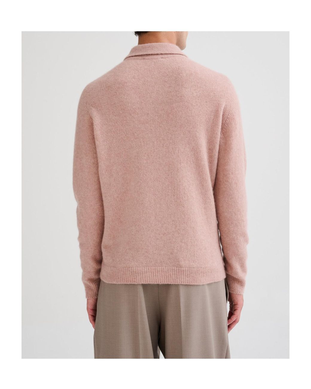 Roberto Collina Pink Long-Sleeve Polo Shirt for men