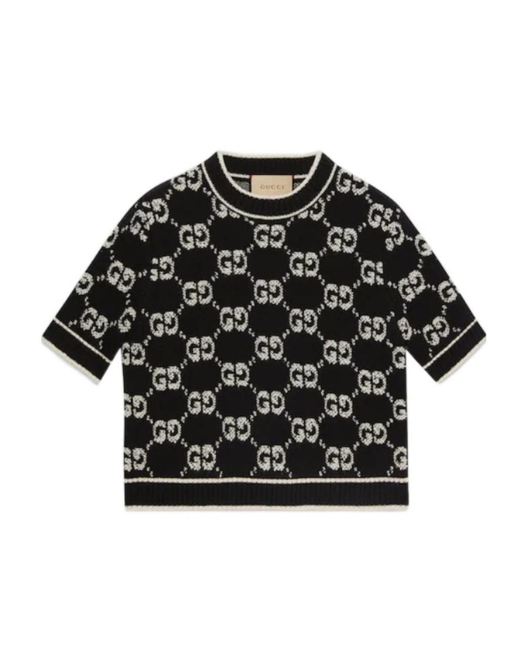 Gucci Black Gg Jacquard Knitted Top
