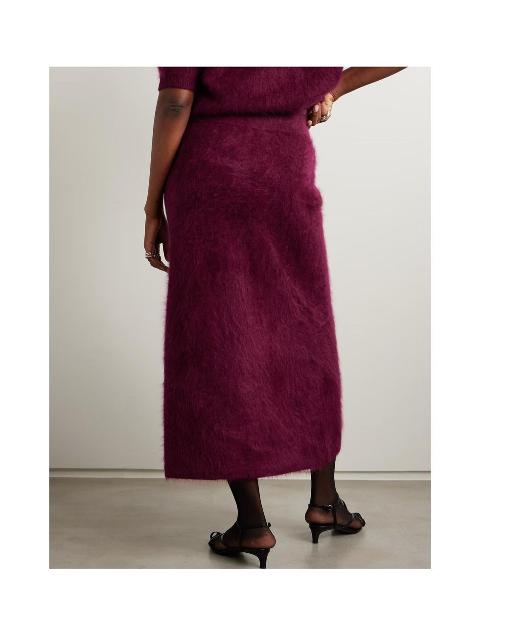 Lisa Yang Purple Asta Brushed-Cashmere Midi Skirt