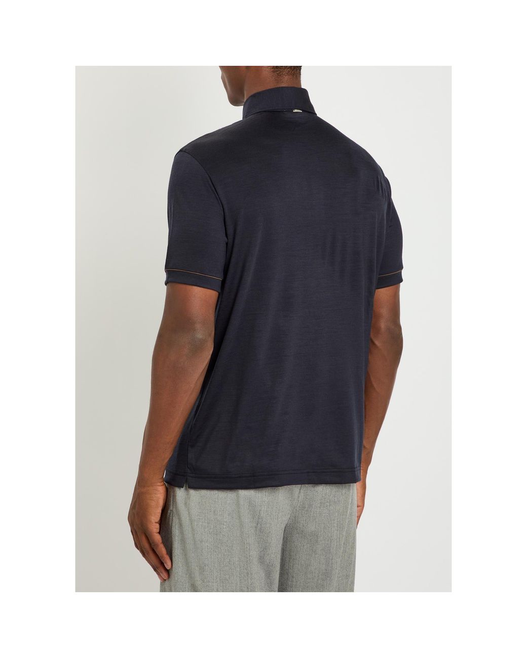 Herno Blue Wool Short-Sleeve Polo Shirt for men