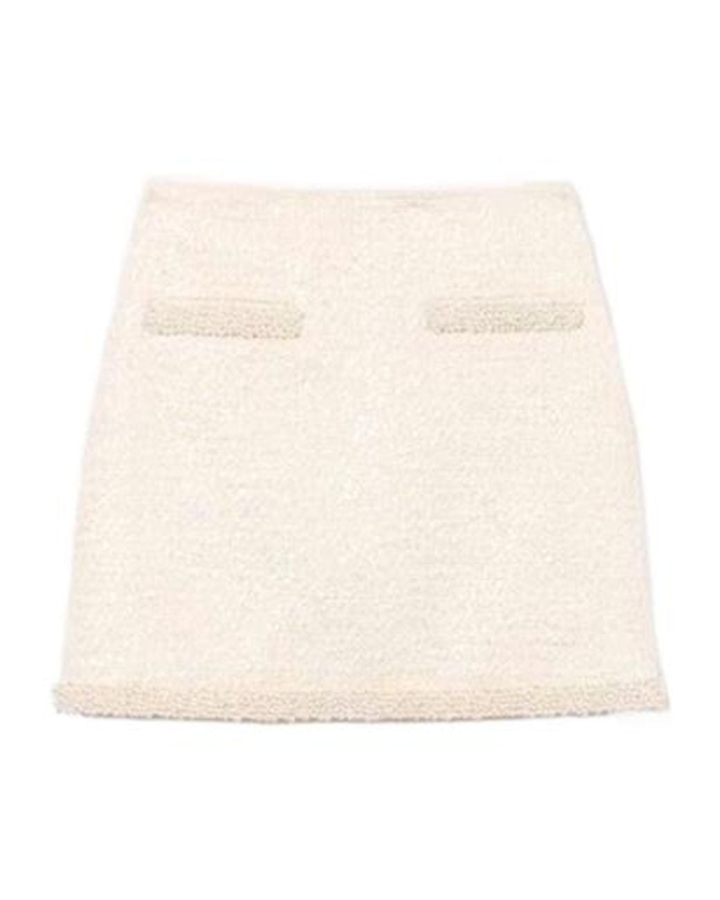 Self-Portrait Natural Boucle Embellished Trim Mini Skirt