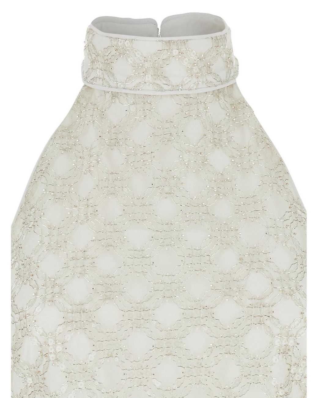 ROTATE BIRGER CHRISTENSEN White Cream-Colored Dress With Sequins