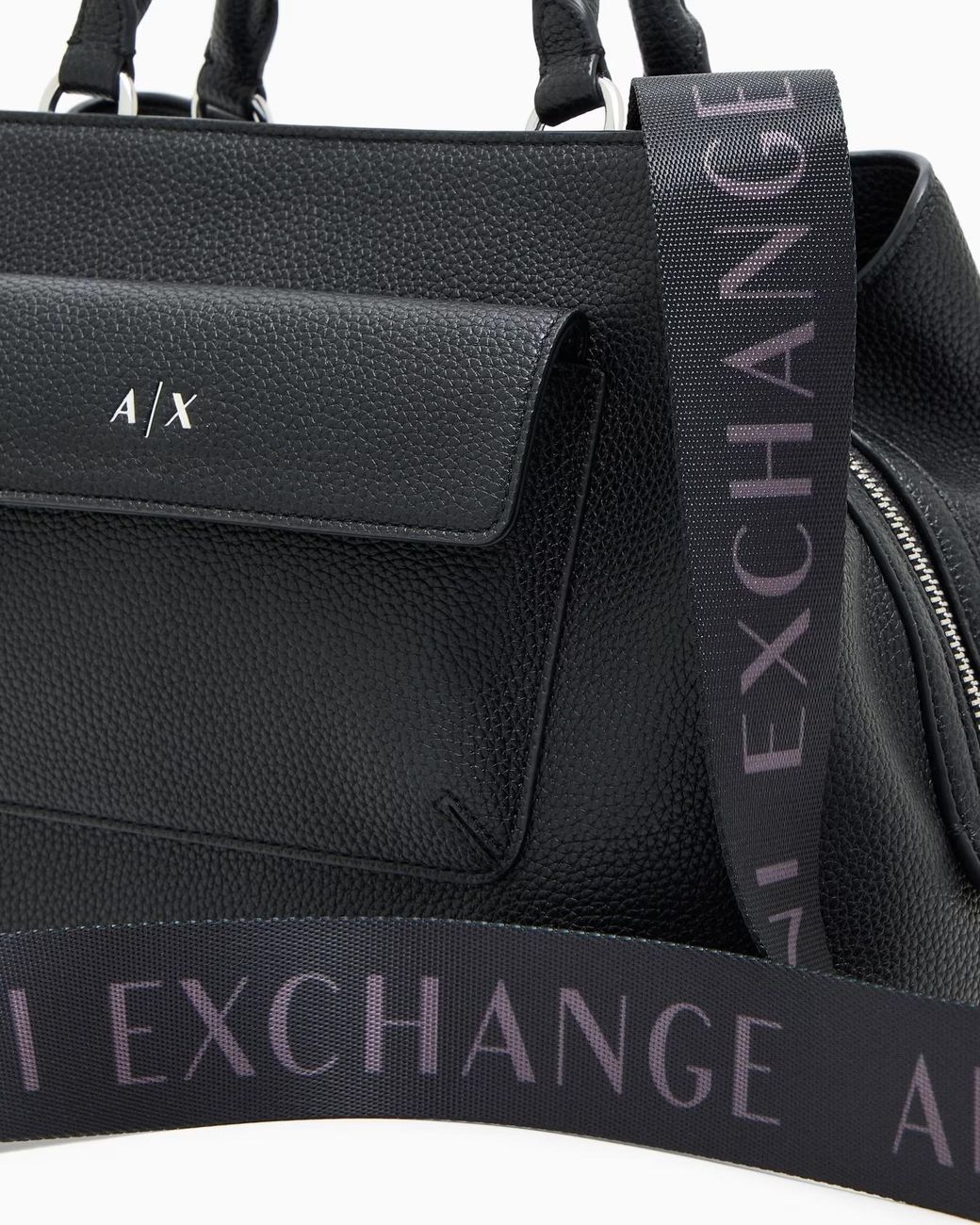 ARMANI EXCHANGE Black Pocket-Detail Tote Bag