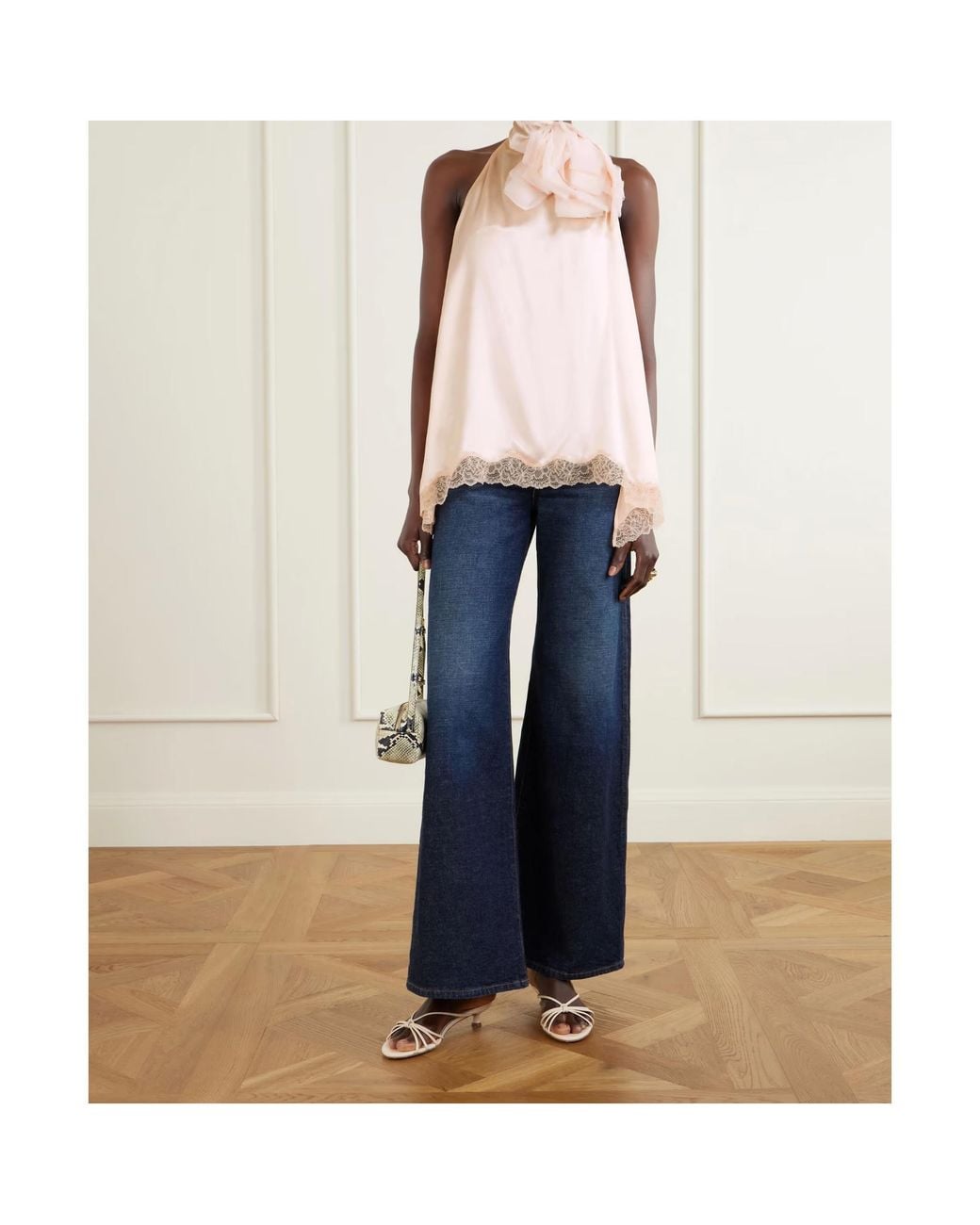 Magda Butrym Pink Lace-Trimmed Backless Top