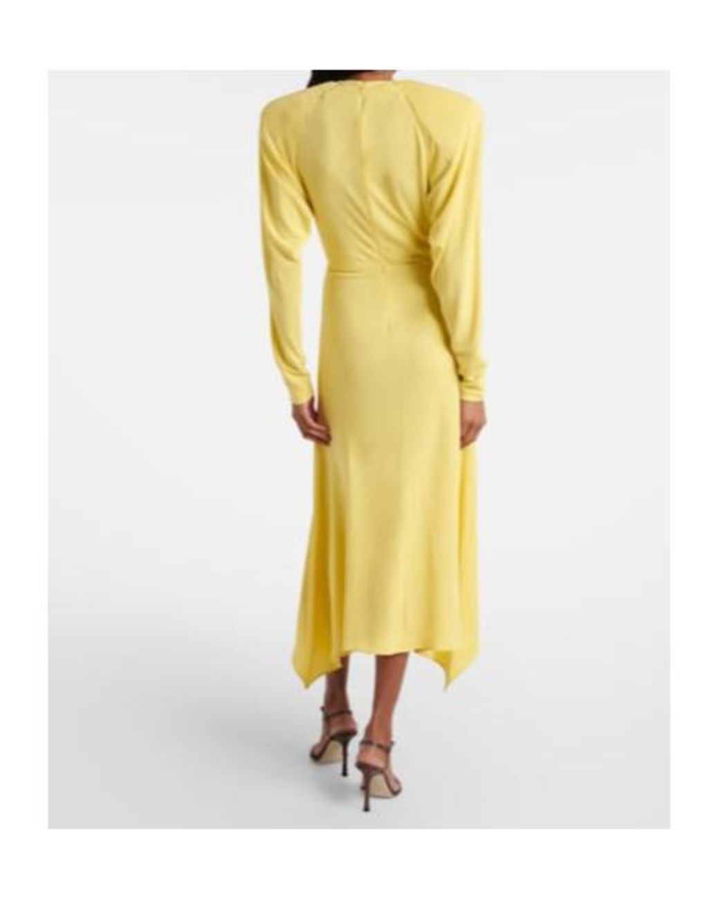 Stella McCartney Yellow Draped Jersey Midi Dress