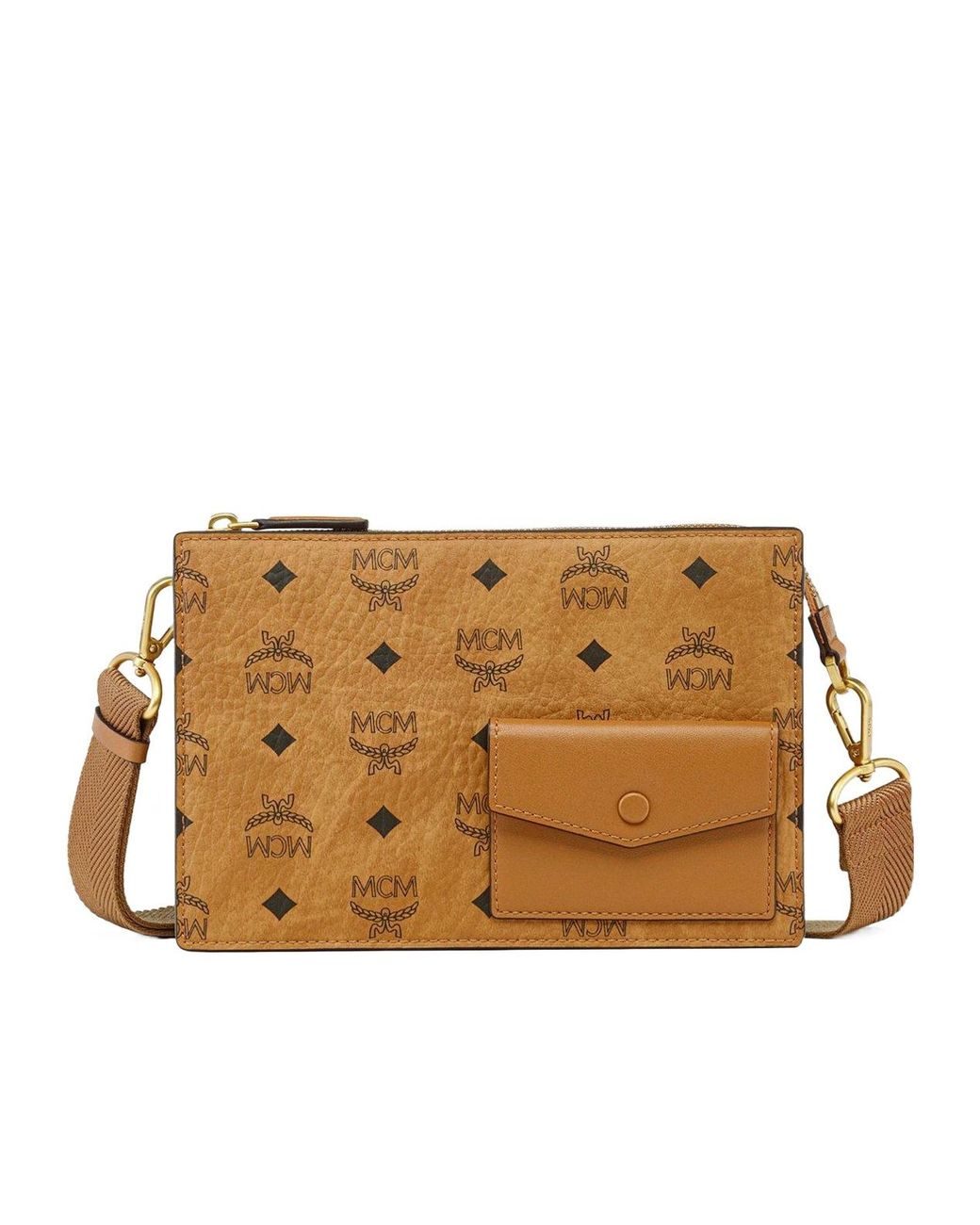 MCM Brown Aren Standing Cross Body Bag for men