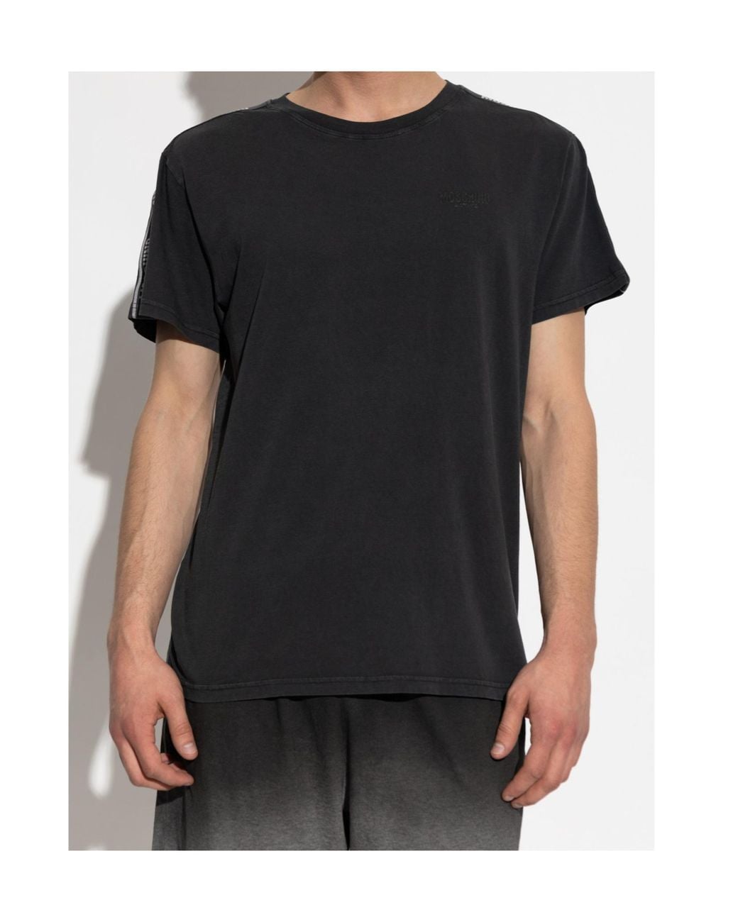 Moschino Black Logo Detailed Crewneck T-Shirt for men